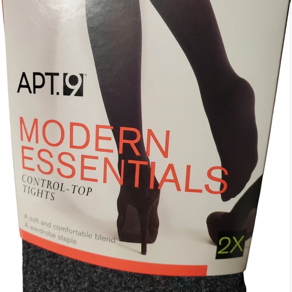 Apt.9 Control Top Tights Womens 2X Heather Gray Modern Essentials Pantyhoses